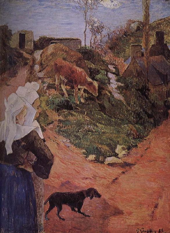 Paul Gauguin Brittany woman with calf